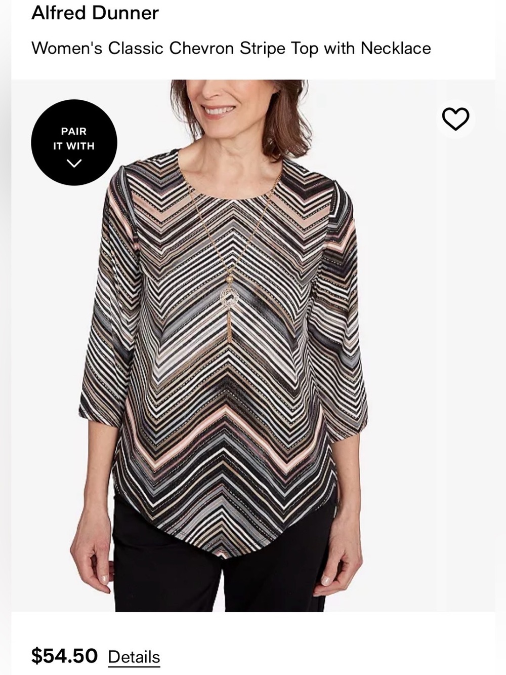 Alfred Dunner chevron stripe blouse